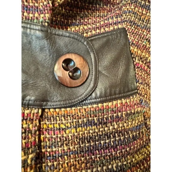 Louis Verdad Tweed Blazer Brown Leather Trim Career Business Chic Old Money M - Picture 5 of 10
